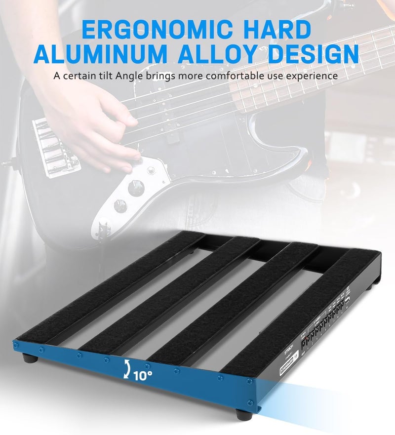 STRICH Guitar Pedal Board with Built-in Power Supply, Pedal Board 15 x 11" 2.17LB Lightweight Aluminum Alloy, PedalBoard with Pedal Cables, Bag, Hook Loop Strips PB-S15 - Image 4